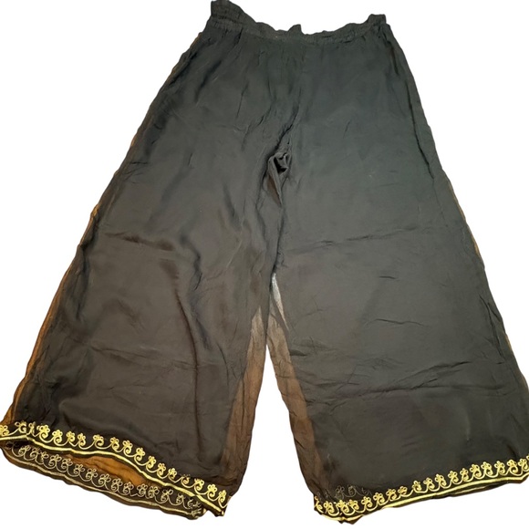 indira Pants - India authentic Indian Vintage Pallazo Black wide leg Boho Pants medium women’s